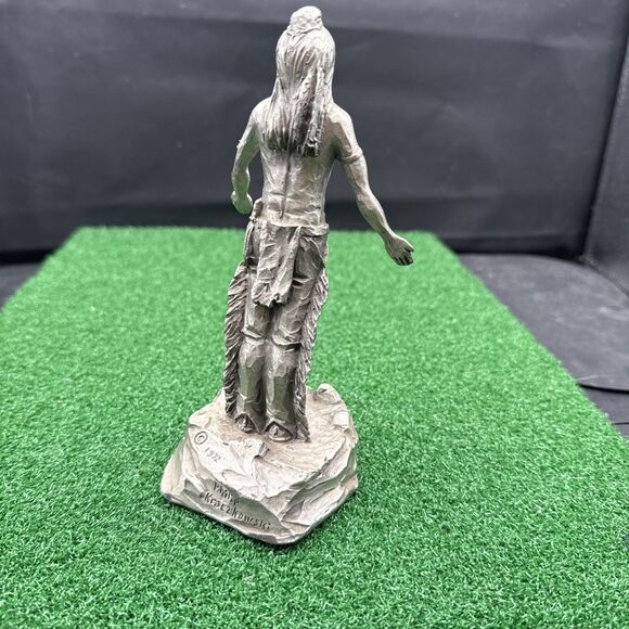Vintage Native American Pewter Statue Philip Kraczkowski "Oh Great Spirit" 1972 - Picture 4 of 8